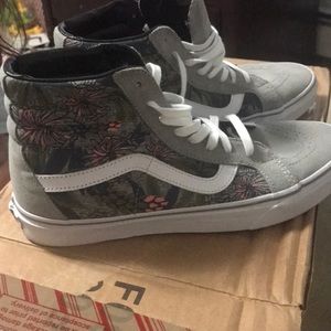Gray flowered vans